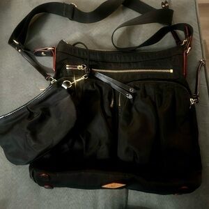 MZ Wallace crossbody Handbag Paige Black Nylon Multi Compartment with clutch